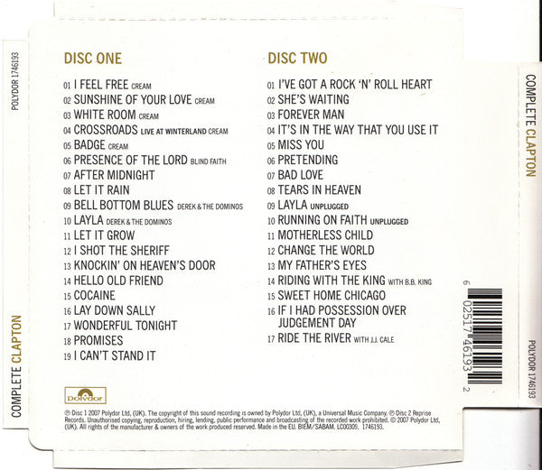 Eric Clapton : Complete Clapton (2xCD, Comp)
