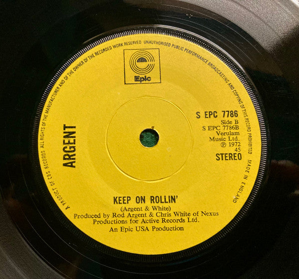 Argent : Hold Your Head Up (7", Single, Sol)