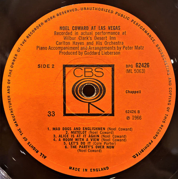 Nol Coward - At Las Vegas (LP) (Very Good Plus (VG)) - DaddyPop