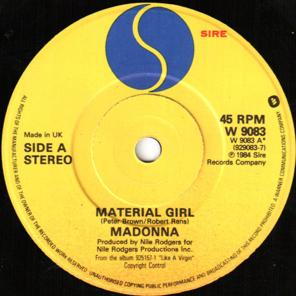 Madonna : Material Girl (7", Single, Glo)