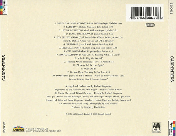 Carpenters : Carpenters (CD, Album, RE)