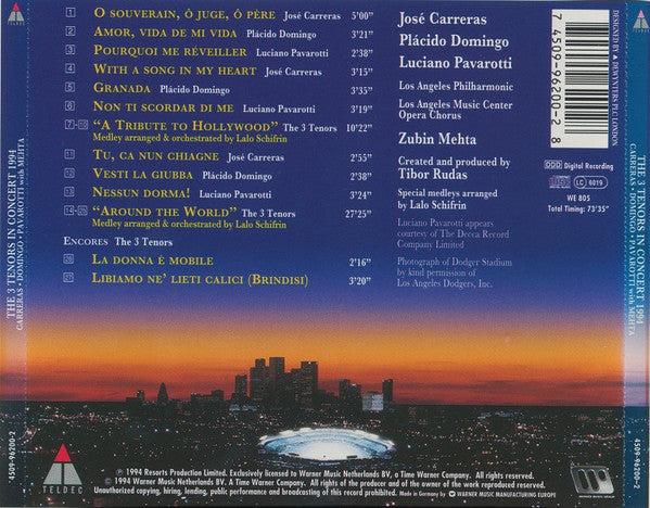 José Carreras - Placido Domingo - Luciano Pavarotti With Zubin Mehta : The 3 Tenors In Concert 1994 (CD, Album)