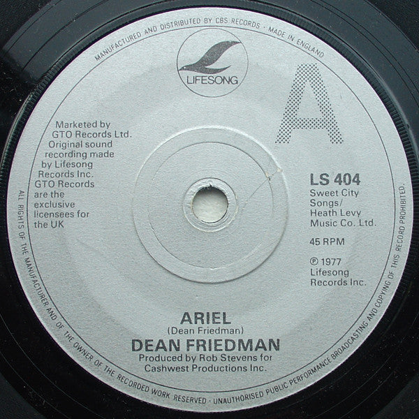 Dean Friedman : Ariel (7", Single)