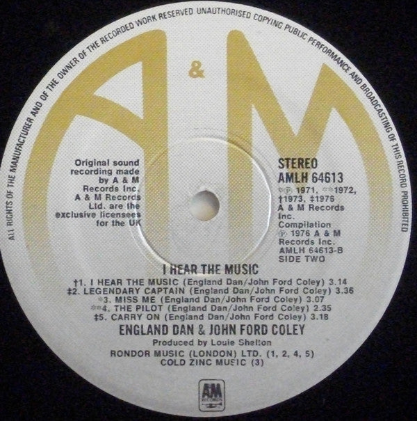 England Dan & John Ford Coley : I Hear The Music (LP, Album)