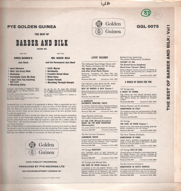 Chris Barber And Acker Bilk : The Best Of Barber And Bilk (Volume One) (LP, Comp, Mono, RE, RP)