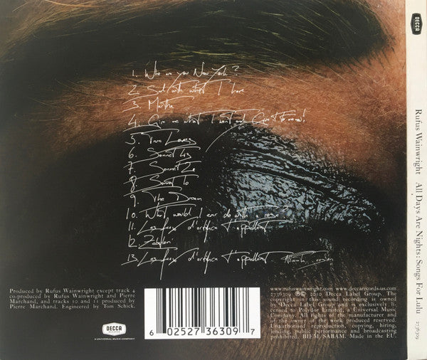 Rufus Wainwright : All Days Are Nights: Songs For Lulu (CD, Album, Dig)