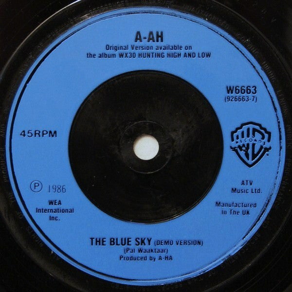 a-ha : Hunting High And Low (Remix) (7", Single, M/Print, Blu)