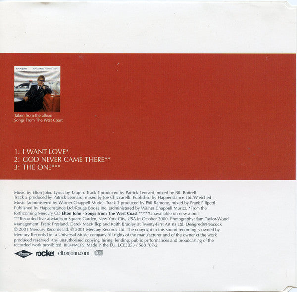 Elton John : I Want Love (CD, Single, CD2)
