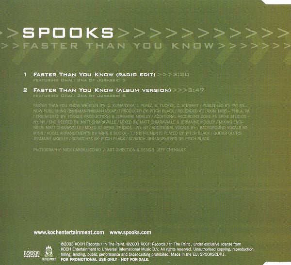 Spooks : Faster Than You Know (CD, Single, Promo)