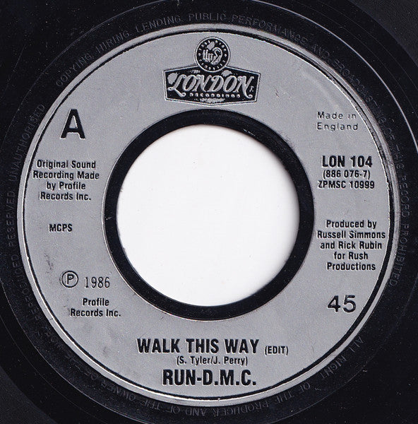 Run-DMC : Walk This Way (7", Single, Jukebox)