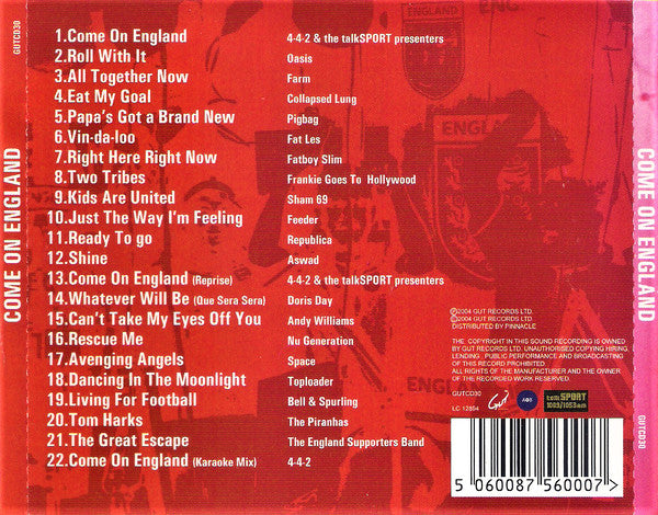 Various : Come On England - Football Songs For Football Fans (CD, Comp)