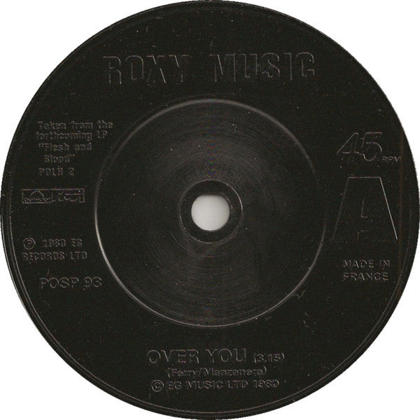 Roxy Music : Over You (7", Single, Bla)