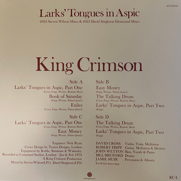 King Crimson : Larks' Tongues In Aspic 2023 Mixes (LP, Album, RE + LP)