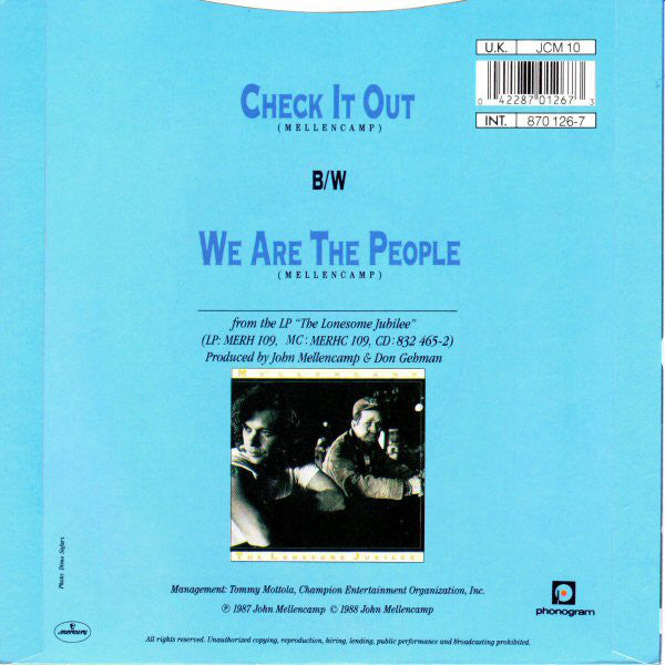 John Cougar Mellencamp : Check It Out (7", Single)