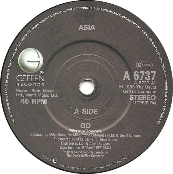 Asia (2) : Go (7", Single)