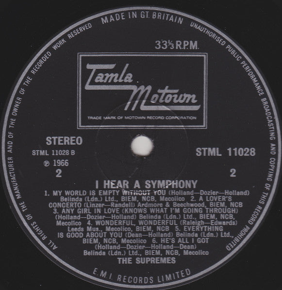 The Supremes : I Hear A Symphony (LP, Album, RP)