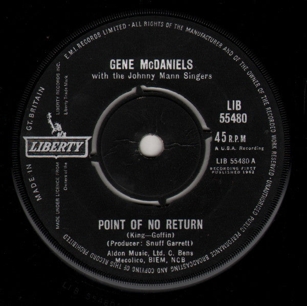 Gene McDaniels* : Point Of No Return (7", Single)