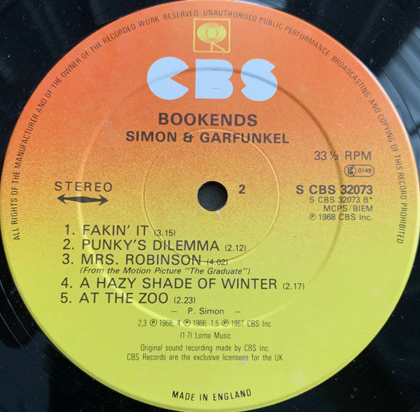 Simon & Garfunkel : Bookends (LP, Album, RE)