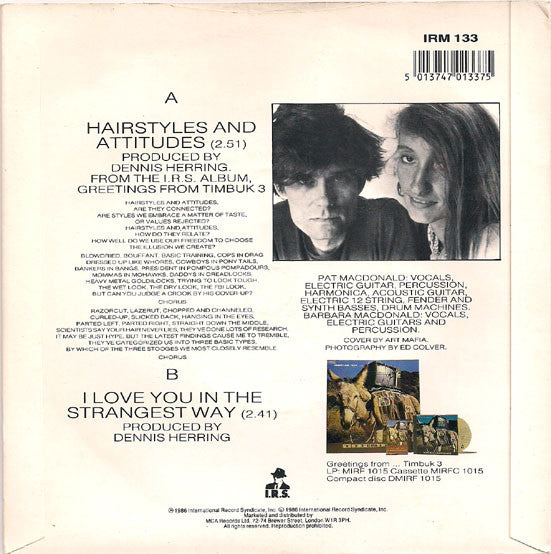 Timbuk 3 : Hairstyles And Attitudes (7", Single)