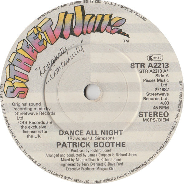 Patrick Boothe - Dance All Night (7) (Very Good Plus (VG)) - DaddyPop