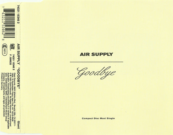 Air Supply - Goodbye (CD) (Very Good Plus (VG)) - DaddyPop
