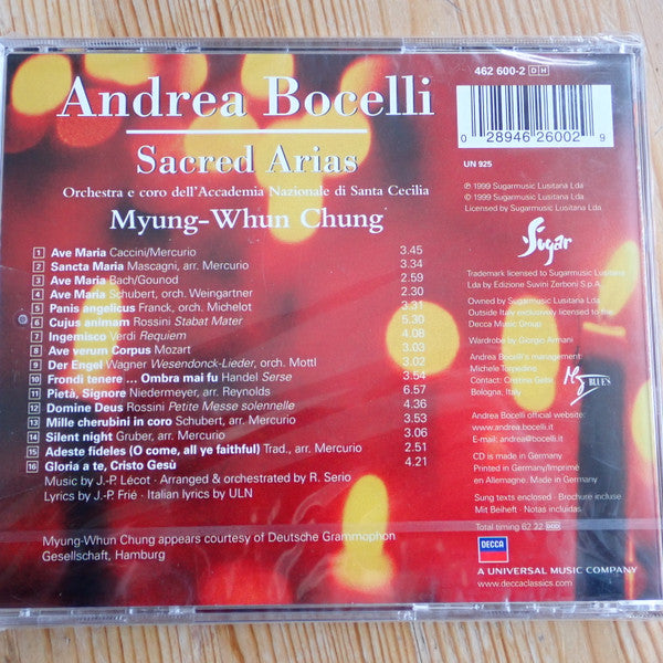 Andrea Bocelli, Orchestra* E Coro dell'Accademia Nazionale di Santa Cecilia, Myung-Whun Chung : Sacred Arias (CD, Album)