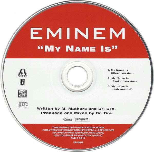 Eminem : My Name Is (CD, Single)