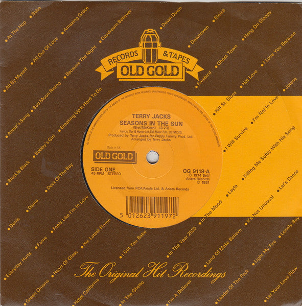 Terry Jacks : Seasons In The Sun (7", Single)