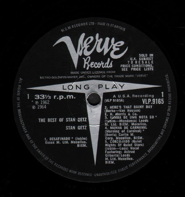 Stan Getz : The Best Of Stan Getz (LP, Album, Comp, Mono)
