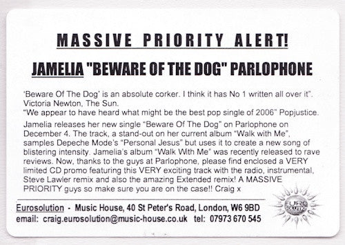 Jamelia : Beware Of The Dog (The Remixes) (CDr, Single, Promo)