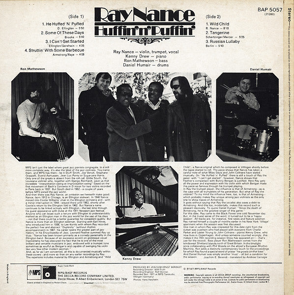 Ray Nance : Huffin' 'N' Puffin' (LP, Album)