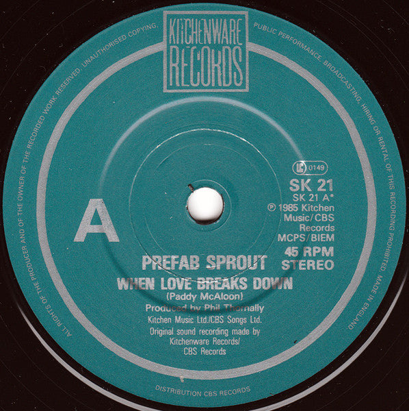 Prefab Sprout : When Love Breaks Down (7", Single, RE)