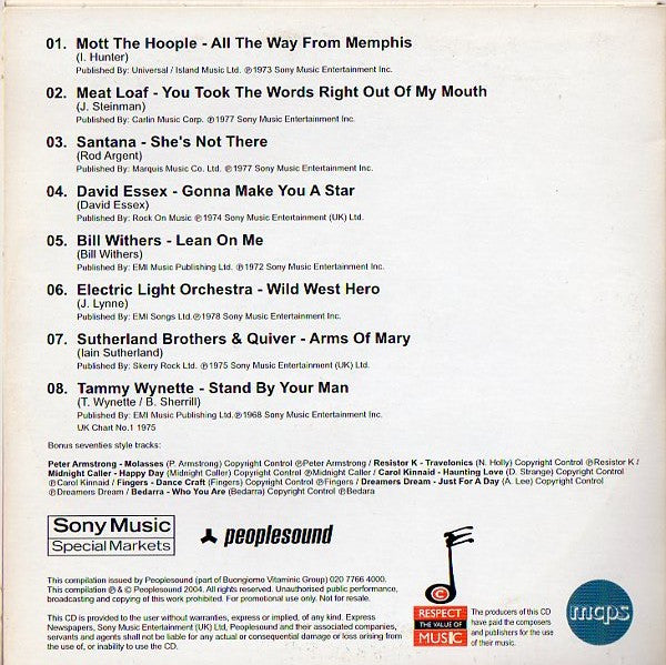 Various : 1970's Hits Of The Decades (CD, Comp, Promo)