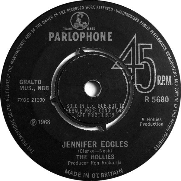 The Hollies : Jennifer Eccles (7", Single, 4-P)
