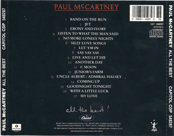 Paul McCartney - All The Best! (CD) (Very Good Plus (VG)) - DaddyPop