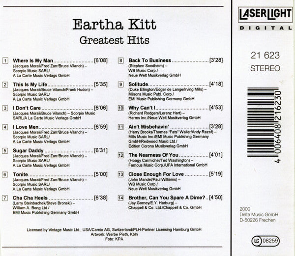 Eartha Kitt - Greatest Hits (2xCD) (Very Good Plus (VG)) - DaddyPop
