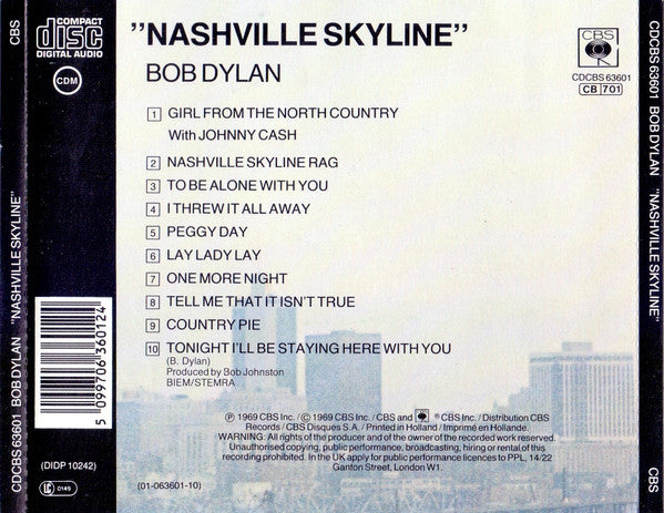 Bob Dylan : Nashville Skyline (CD, Album, RE)