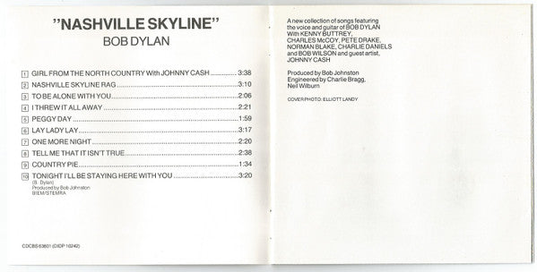 Bob Dylan : Nashville Skyline (CD, Album, RE)