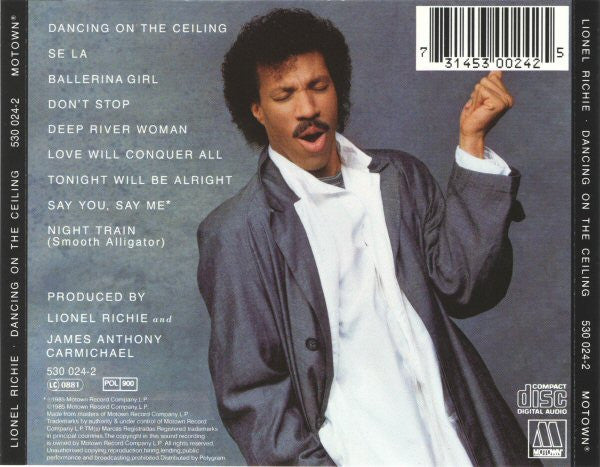 Lionel Richie : Dancing On The Ceiling (CD, Album, RE)