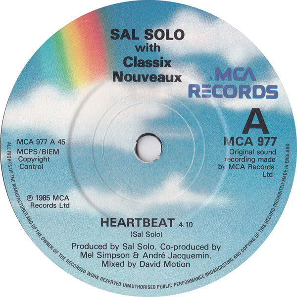 Sal Solo With Classix Nouveaux : Heartbeat (7")