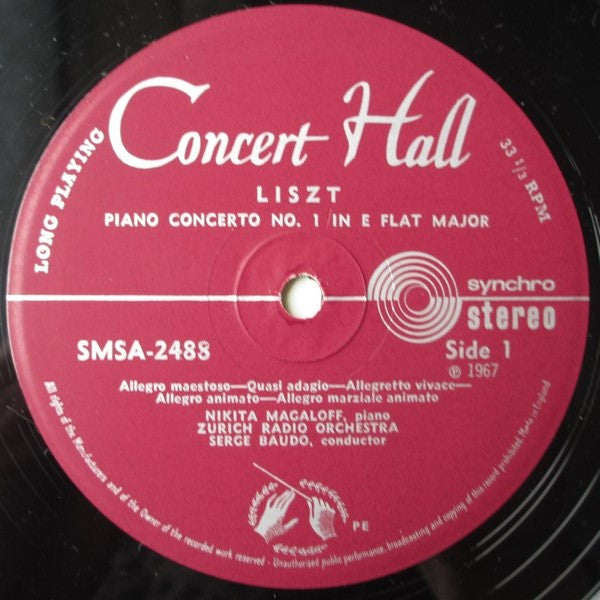 Franz Liszt, Nikita Magaloff, Zurich Radio Orchestra Conducted By Serge Baudo : Liszt Piano Concertos Nos. 1 & 2 (LP)