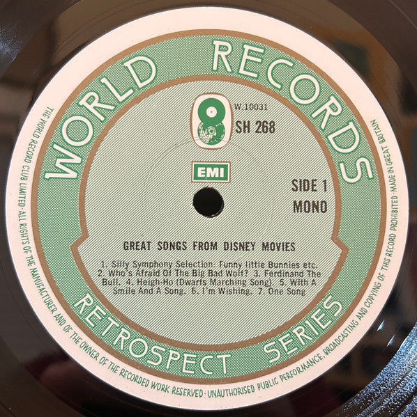 Various : Great Songs From Disney Movies (LP, Comp, Mono)