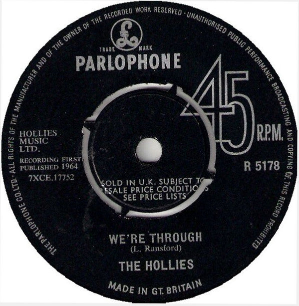 The Hollies : We're Through (7", Single)