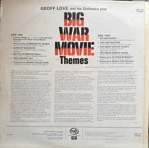 Geoff Love & His Orchestra : Big War Movie Themes (LP, Album)