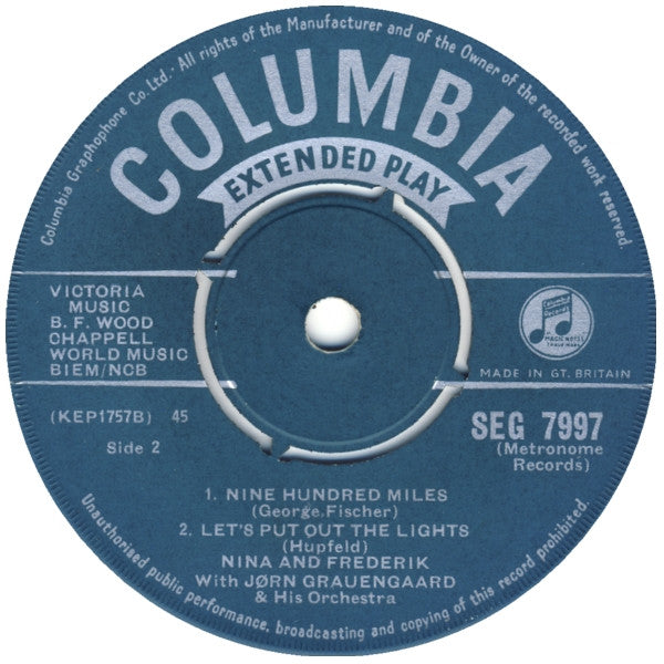 Nina & Frederik With Jørn Grauengaards Kvintet : Nina & Frederik With The Jørn Grauengaard Quintet (7", EP)