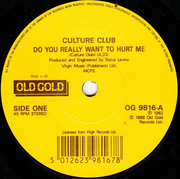 Culture Club : Do You Really Want To Hurt Me (7", Single)