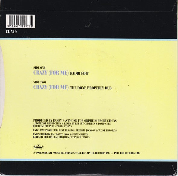 Freddie Jackson : Crazy (For Me) (7", Single)