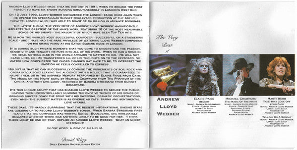 Various, Andrew Lloyd Webber : The Very Best Of Andrew Lloyd Webber (CD, Comp)