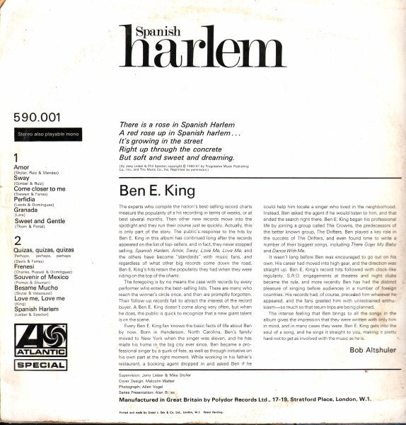 Ben E. King : Spanish Harlem (LP, Album, RE)