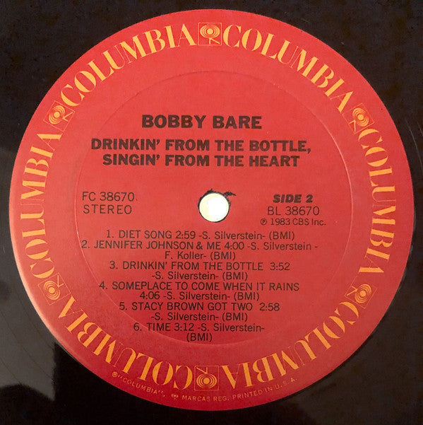 Bobby Bare : Drinkin' From The Bottle, Singin' From The Heart (LP, Album)